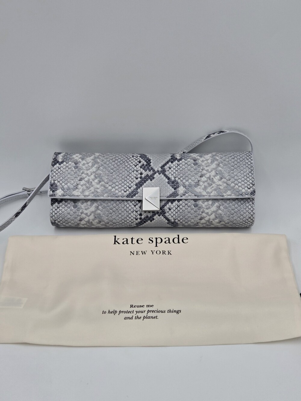 kate spade Deco Snake Embossed Soft Mini Shoulder Bag In Pale Saphire